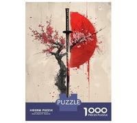 Puzzle Da 1000 Pezzi Per Adulti Sakura Katana Red Sun Puzzle Giochi Divertenti Un'opera D'arte Offerta Come Regalo Per Tutta La Famiglia 38x26cm/1000pcs