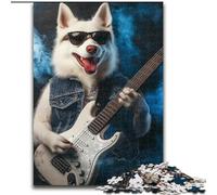 Puzzle da 1000 pezzi per adulti Samoiedo che suona la chitarra, antistress, sfida difficile, regali di Babbo Natale segreto per età dai 14 anni in su (dimensioni 50x75cm)