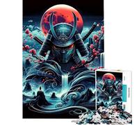Puzzle da 1000 pezzi per adulti Samurai Blood Moon gioco rilassante analisi e logica difficile e stimolante (dimensioni 50x75cm)