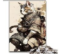 Puzzle da 1000 pezzi per adulti Samurai Cat in legno, attività divertente per la casa 50x75cm, decorazione artistica fai da te, regalo di compleanno perfetto