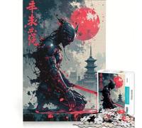 Puzzle da 1000 pezzi per adulti, samurai cyberpunk con luna di sangue, gioco educativo, difficile e stimolante, gioco unico e avvincente 38x52cm