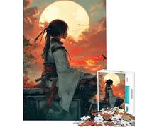 Puzzle da 1000 pezzi per adulti Samurai in contemplazione al tramonto gioco avvincente per coltivare la pazienza gioco pratico decorazione per la casa regalo di compleanno (dimensioni 38x26cm)
