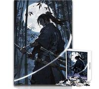 Puzzle da 1000 pezzi per adulti Samurai nella foresta di bambù al chiaro di luna Giocattolo di precisione per trascorrere piacevolmente il tempo libero Dimensioni: 38x52cm