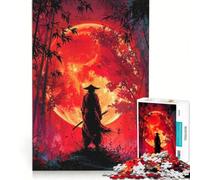Puzzle da 1000 pezzi per adulti: Samurai nella foresta rossa con la luna giocattolo educativo rilassante e stimolante per l'intelletto ottimo regalo per gli appassionati di videogiochi 38x52cm
