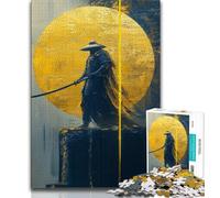 Puzzle da 1000 pezzi per adulti Samurai Ninja d'oro, giocattolo educativo antistress, con poster abbinato e foglio di quiz per età dai 14 anni in su, 38x26cm