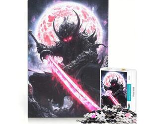 Puzzle da 1000 pezzi per adulti, Samurai oscuro con spada rossa, gioco rompicapo, divertente antistress, ogni pezzo è unico 50x75cm