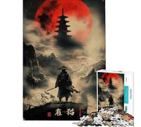 Puzzle da 1000 pezzi per adulti "Samurai Solitude Red Moon" - Difficile e stimolante - Attività per famiglie - Gioco pratico per maggiori di 14 anni (50x75cm)