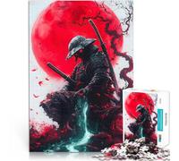 Puzzle da 1000 pezzi per adulti Samurai sotto la luna di sangue Riduzione dello stress interessante Adatto per la decorazione del desktop 38x26cm