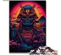 Puzzle da 1000 pezzi per adulti Samurai Synth Wave in legno, idea regalo unica per la casa fai da te 50x75cm, attività per adulti e famiglie, regalo per la casa fai da te
