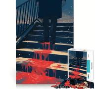 Puzzle da 1000 pezzi per adulti "Sangue sulle scale",gioco di logica e pensiero logico,ideale per il tempo libero,con soggetto natalizio 38x26cm