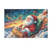 Puzzle Da 1000 Pezzi Per Adulti Santa Claus Christmas Snowy 75x50cm Adatto Ai Bambini Ottimo Per Interazione Genitori-Figli Migliora Concentrazione Dei Bambini