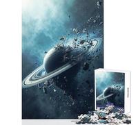 Puzzle da 1000 pezzi per adulti Saturno che esplode - Distruzione cosmica nello spazio profondo Giocattoli antistress Regalo per compleanni Gioco impossibile con poster abbinato e foglio di quiz