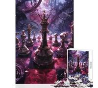 Puzzle da 1000 pezzi per adulti Scacchiera in una foresta mistica Giocattoli antistress Regalo di compleanno Gioco rompicapo Migliora l'amore tra coppie Dimensioni 38x52cm