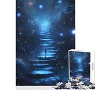 Puzzle da 1000 pezzi per adulti Scala celeste verso le stelle Decorazione per la casa Giocattoli Regalo di compleanno per gioco educativo con poster abbinato e foglio di quiz Dimensioni 38x26cm