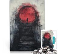 Puzzle da 1000 pezzi per adulti Scala della Luna Rossa Difficile da completare ma divertente e umoristico regali per amici e familiari 38x26cm