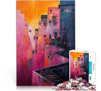 Puzzle da 1000 pezzi per adulti Scalini della città rosa Giocattoli educativi per l'apprendimento Giochi per famiglie grande regalo 38x26cm
