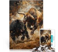 Puzzle da 1000 pezzi per adulti “Scambio di criptovalute tra orso e toro” Fatto di legno，per età pari o superiore a 14 anni Gioco impegnativo È ideale come regalo per tutta la famiglia。