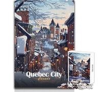 Puzzle da 1000 pezzi per adulti, scena invernale della città di Quebec, rompicapo, giochi per famiglie, attività per la famiglia, regalo divertente, dimensioni 38x26cm