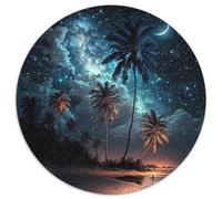 Puzzle da 1000 pezzi per adulti, scena notturna sulla spiaggia, puzzle rotondo da 1000 pezzi, ideale come regalo di Natale e come decorazione per la casa (67,5x67,5cm)