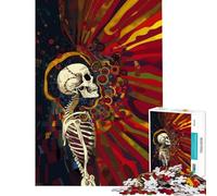 Puzzle da 1000 pezzi per adulti scheletro che accetta la vita gioco educativo sfida gioco pratico antistress regalo divertente (dimensioni 38x26cm)