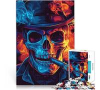 Puzzle da 1000 pezzi per adulti Scheletro che fuma sigaro Fatto di cartone Adatto a partire dai 14 anni Sollievo dallo stress Regali interessanti per ridurre lo stress misurare：38x52cm