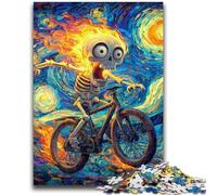 Puzzle da 1000 pezzi per adulti Scheletro in bicicletta Sfida di intelligenza cerebrale Giocattoli avvincenti Regalo di compleanno, regali, arte murale 50x75cm
