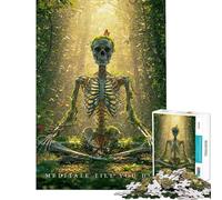 Puzzle da 1000 pezzi per adulti scheletro in meditazione nella foresta puzzle per adolescenti schema di assemblaggio difficile e stimolante gioco impegnativo e per tutta la famiglia 38x26cm