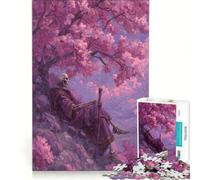 Puzzle da 1000 pezzi per adulti scheletro sotto un albero di ciliegio in fiore gioco impossibile divertente attività da fare in casa adatto come decorazione da scrivania 38x52cm