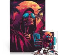 Puzzle da 1000 pezzi per adulti Scheletro Synthwave Difficile da completare ma divertente e umoristico Regalo di compleanno, regali, arte murale 75x50cm
