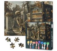 Puzzle da 1000 pezzi, per adulti, scheletro vintage sul cimitero, design gotico, puzzle per adulti (70 x 50 cm)