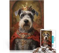 Puzzle da 1000 pezzi per adulti Schnauzer Il Re per il giocattolo di sfida del gioco educativo con poster abbinato e foglio di quiz 75x50cm