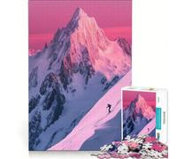 Puzzle da 1000 pezzi per adulti "Sciare tra le montagne rosa" gioco educativo difficile e stimolante ideale come regalo 38x52cm