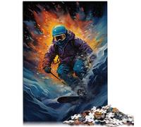 Puzzle da 1000 pezzi, per adulti, sciatori, taglio di precisione, divertimento durante le attività a casa, regalo di compleanno, regalo di viaggio, 26 x 38 cm