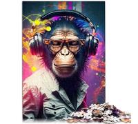 Puzzle da 1000 pezzi per adulti scimmia cuffia dj musica puzzle regali sollievo dallo stress sfida difficile 50 x 74,9 cm per adolescenti dai 14 anni in su
