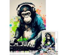 Puzzle da 1000 pezzi per adulti scimmia cuffie musica da DJ giocattoli antistress ottimo regalo per i giochi gioco pratico impegnativo da completare dimensioni 38x26cm