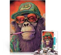 Puzzle da 1000 pezzi per adulti Scimmia della marijuana Fatto di cartone Adatto a partire dai 14 anni Difficile da completare ma divertente e umoristico regalo di compleanno misurare:26x38cm