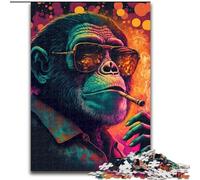 Puzzle da 1000 pezzi per adulti, scimmia fumatrice, puzzle in legno per adulti, dimensioni 50x75cm, regalo perfetto per le feste, opera d'arte fai da te