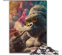 Puzzle da 1000 pezzi per adulti, scimpanzé fumatore, per 14+ anni, gioco impegnativo come regalo per tutta la famiglia e gli amici (dimensioni 26x38cm)