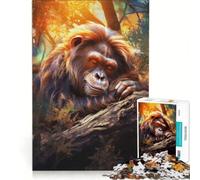 Puzzle da 1000 pezzi per adulti: Scimpanzé sugli alberi, giocattolo fai-da-te, allena la mente e la mano, con poster e foglio di curiosità abbinati 38x26cm