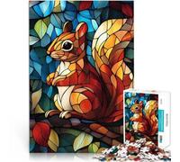 Puzzle da 1000 pezzi per adulti Scoiattolo in vetro colorato Giocattolo educativo per l'apprendimento perché è ideale come regalo per tutta la famiglia 75x50cm