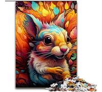 Puzzle da 1000 pezzi per adulti, scoiattolo psichedelico in legno, per adolescenti dai 14 anni in su, decorazione per la casa 50x75cm, perfetto per decorazioni per la casa, compleanni, feste e regali
