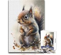 Puzzle da 1000 pezzi per adulti, scoiattolo, schizzo ad acquerello, calmo e piacevole, per il tempo libero, giocattolo di precisione avanzato, dimensioni 50x75cm