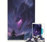 Puzzle da 1000 pezzi per adulti, Scontro tra draghi in un mare in tempesta, gioco educativo, decorazione da parete, ideale come regalo 38x26cm