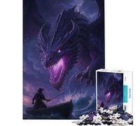 Puzzle da 1000 pezzi per adulti Scontro tra draghi in un mare in tempesta Sfida educativa antistress Gioco educativo adatto a persone dai 14 anni in su (38x52cm)