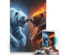 Puzzle da 1000 pezzi per adulti "Scontro tra orsi di ghiaccio e di fuoco", gioco impossibile, passatempo ideale per le vacanze a casa, regalo per amici e familiari 38x52cm