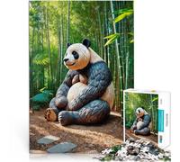 Puzzle da 1000 pezzi per adulti Scultura di panda nella foresta di bambù Gioco di famiglia per e perché è ideale come regalo per tutta la famiglia 52x38cm