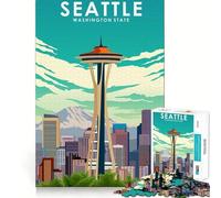 Puzzle da 1000 pezzi per adulti, Seattle, Washington, viaggio, taglio preciso, arte, gioco creativo per la mente, svago, divertimento, gioco di compleanno, regalo (38x26cm)