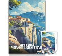 Puzzle da 1000 pezzi per adulti, sentieri dei monasteri di Meteora, Grecia, illustrazione, giocattolo, gioco intellettuale, migliora la memoria, giocattoli antistress, dimensioni 50x75cm