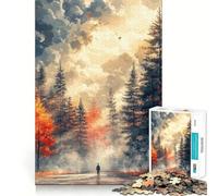 Puzzle da 1000 pezzi per adulti,sentiero autunnale nella foresta con figura,taglio premium,gioco,attività stimolante per la mente,pace,divertimento,compleanno,gioco artistico (50x75cm)