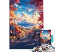 Puzzle da 1000 pezzi per adulti Sentiero autunnale verso il Monte Fuji gioco stimolante giocattolo per tutta la famiglia regalo di compleanno (dimensioni 75x50cm)